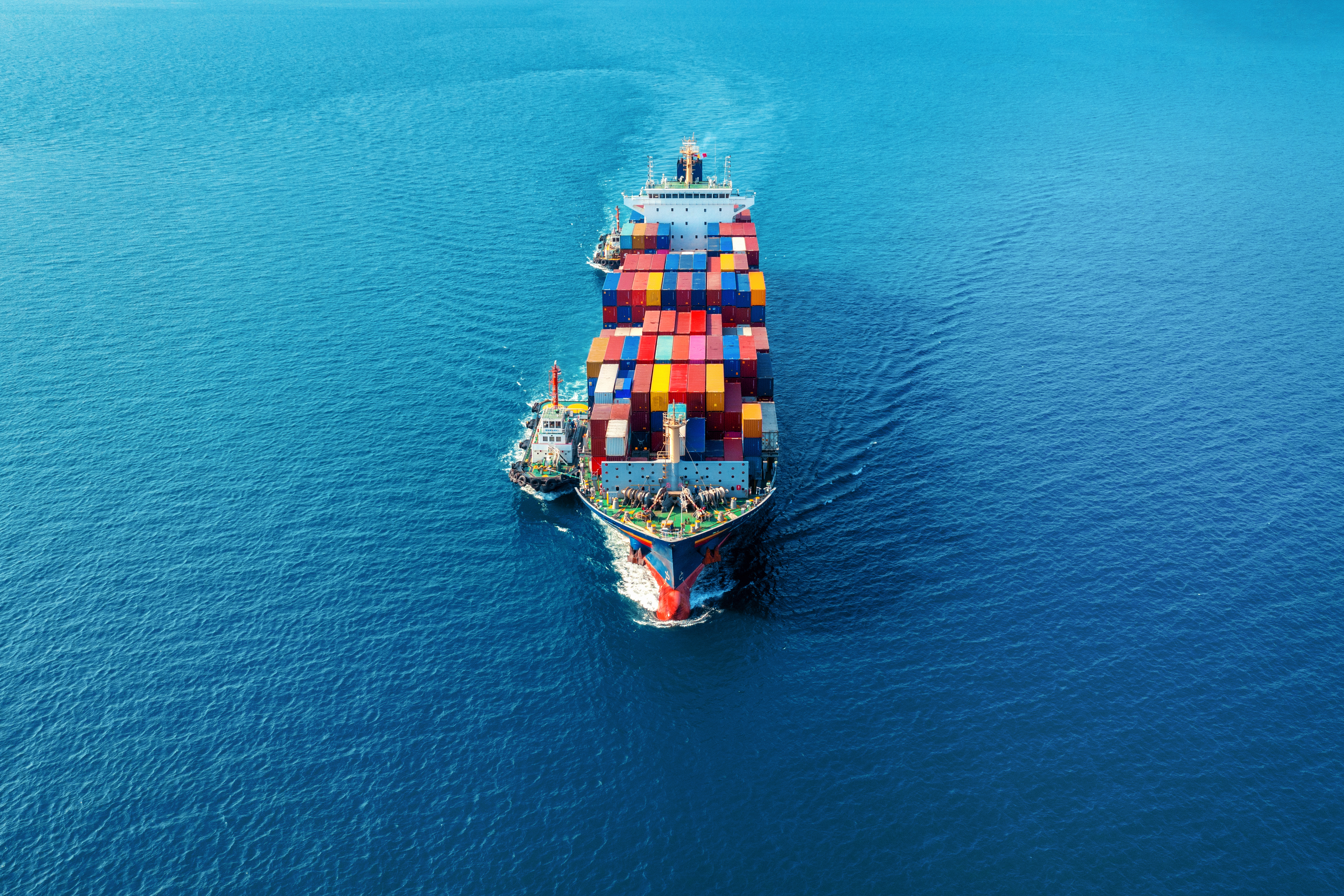 Cargo ship at sea